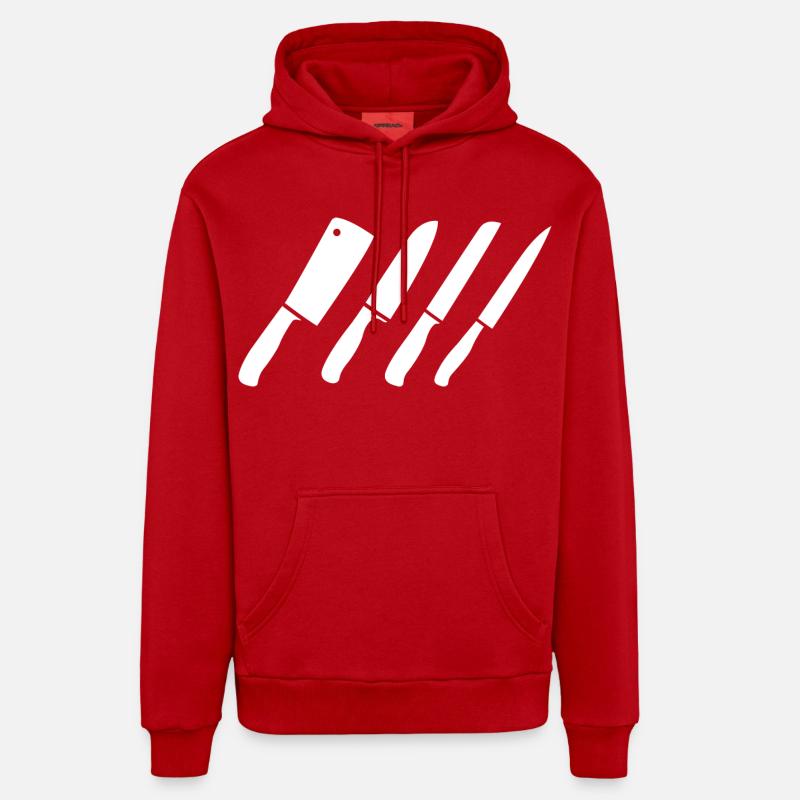 Dessin au couteau - Sweat à capuche bio décontracté fabriqué en UE - rouge