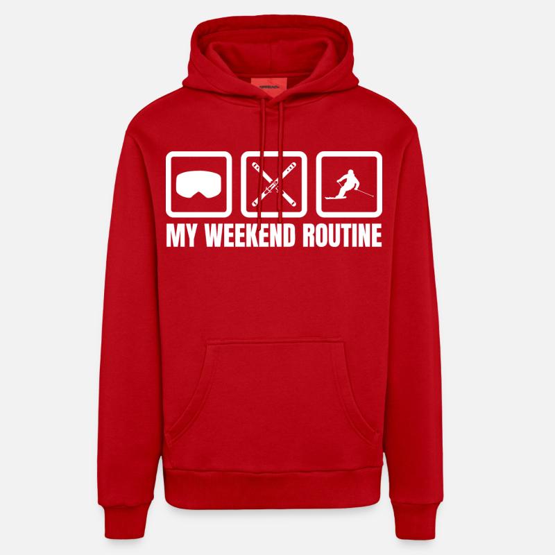 Ma routine du week-end - Sweat à capuche bio décontracté fabriqué en UE - rouge