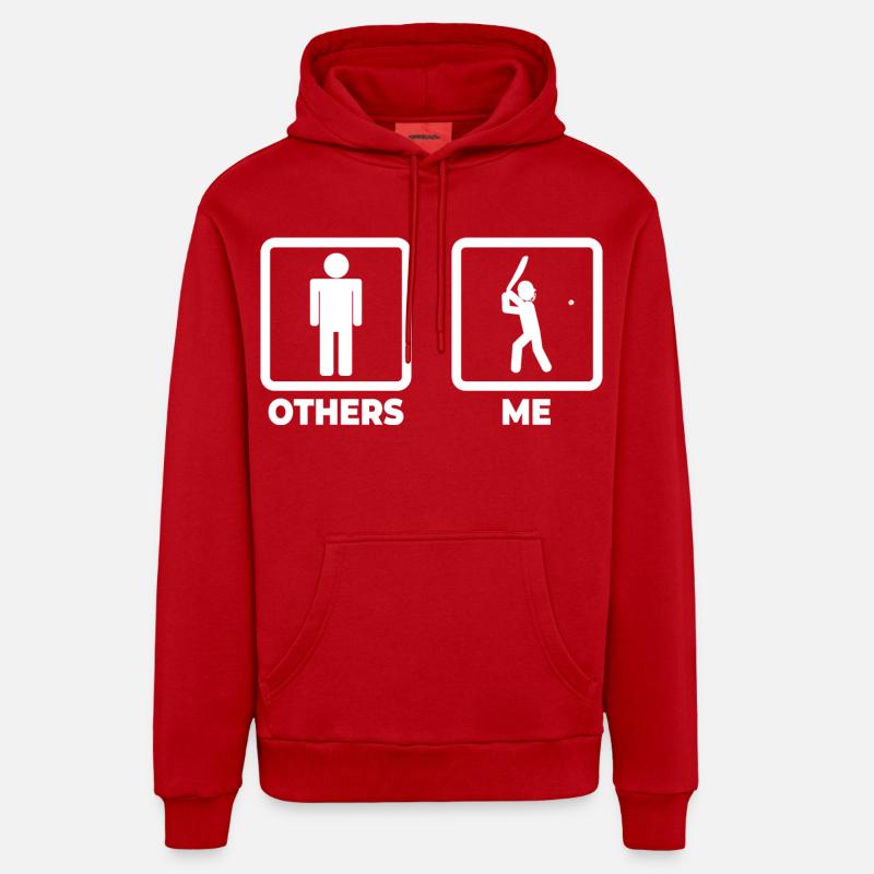 Figurine de bâton de cricket - Sweat à capuche bio décontracté fabriqué en UE - rouge