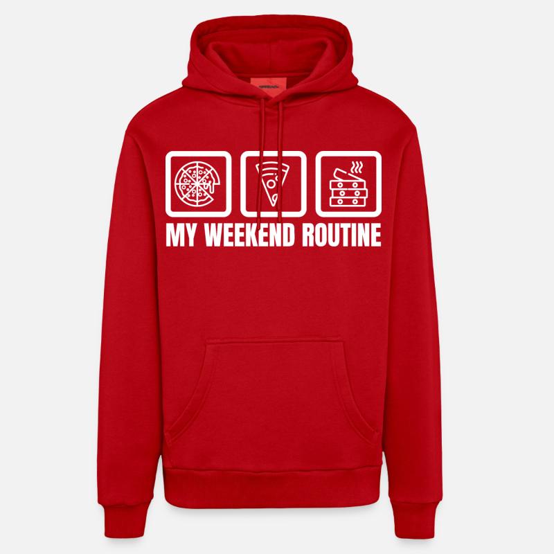 Ma routine du week-end - Sweat à capuche bio décontracté fabriqué en UE - rouge