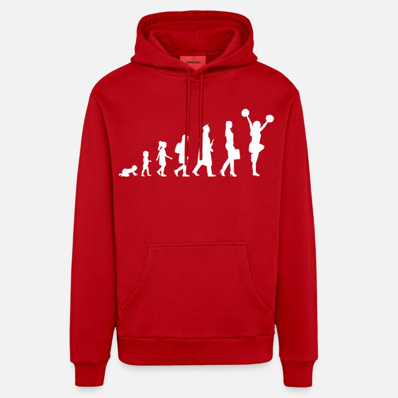 Évolution d’une pom-pom girl - Sweat à capuche bio décontracté fabriqué en UE - rouge
