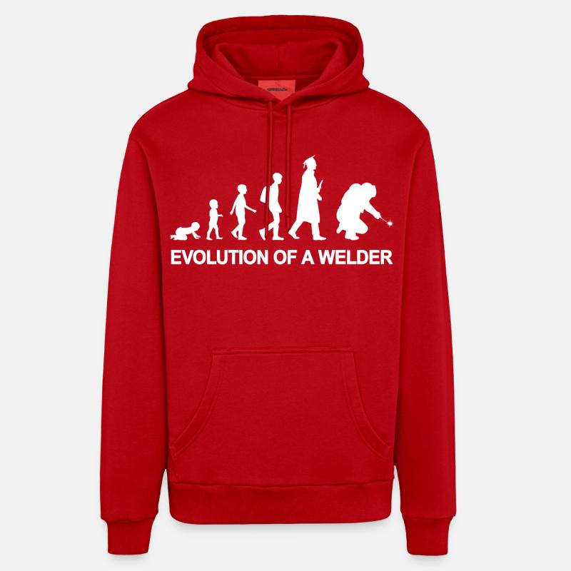 Evolution eines Schweißers - Organic Relaxed Hoodie Made in EU - Rot