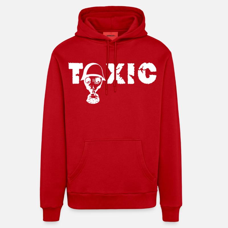 Crâne et masque à gaz - Sweat à capuche bio décontracté fabriqué en UE - rouge