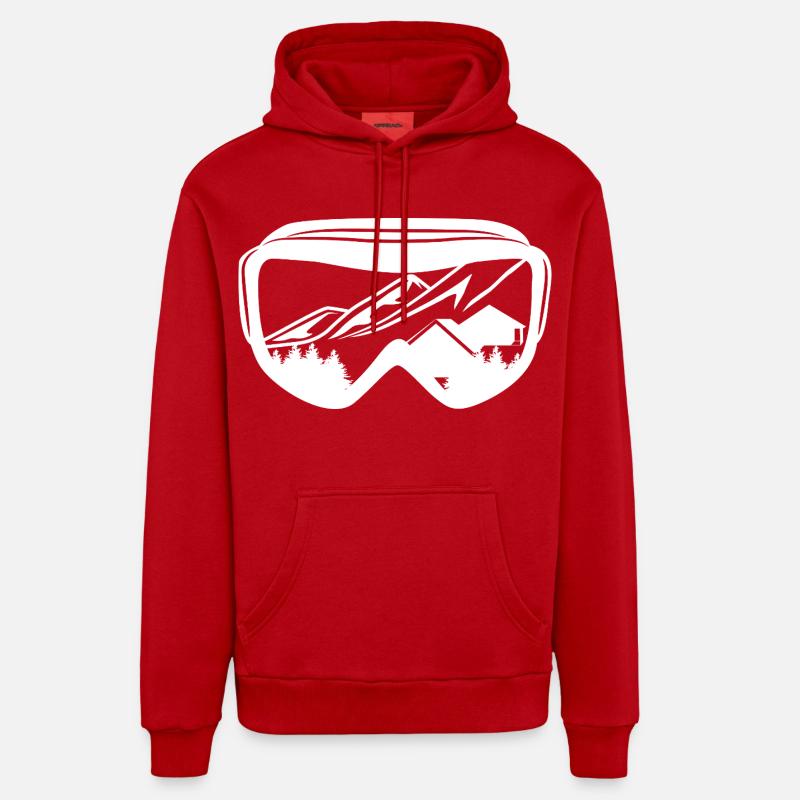 Lunettes de snowboard - Sweat à capuche bio décontracté fabriqué en UE - rouge