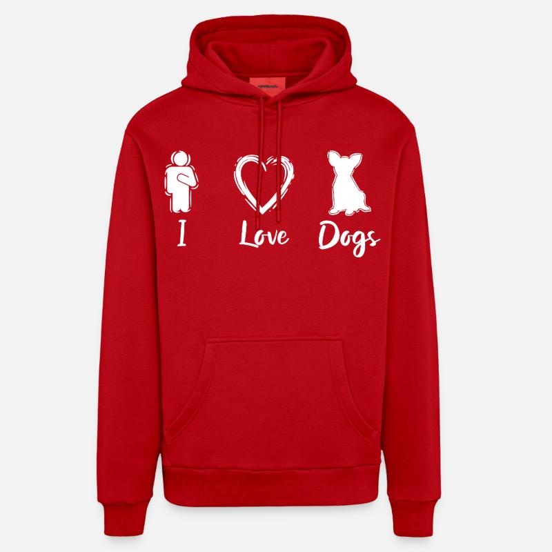 J’adore les chiens - Sweat à capuche bio décontracté fabriqué en UE - rouge