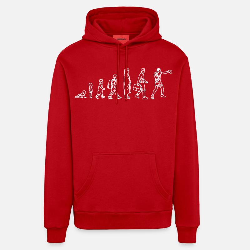 Évolution du Boxer - Sweat à capuche bio décontracté fabriqué en UE - rouge