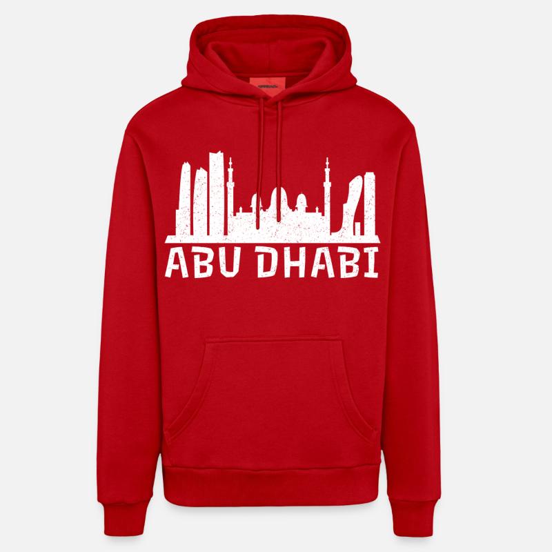 Ambiance Skyline d’Abu Dhabi - Sweat à capuche bio décontracté fabriqué en UE - rouge