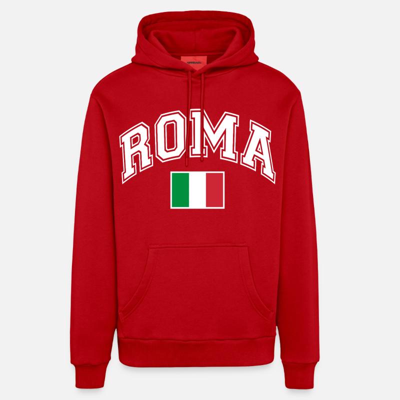 Drapeau de Rome, Rome, Italie - Sweat à capuche bio décontracté fabriqué en UE - rouge