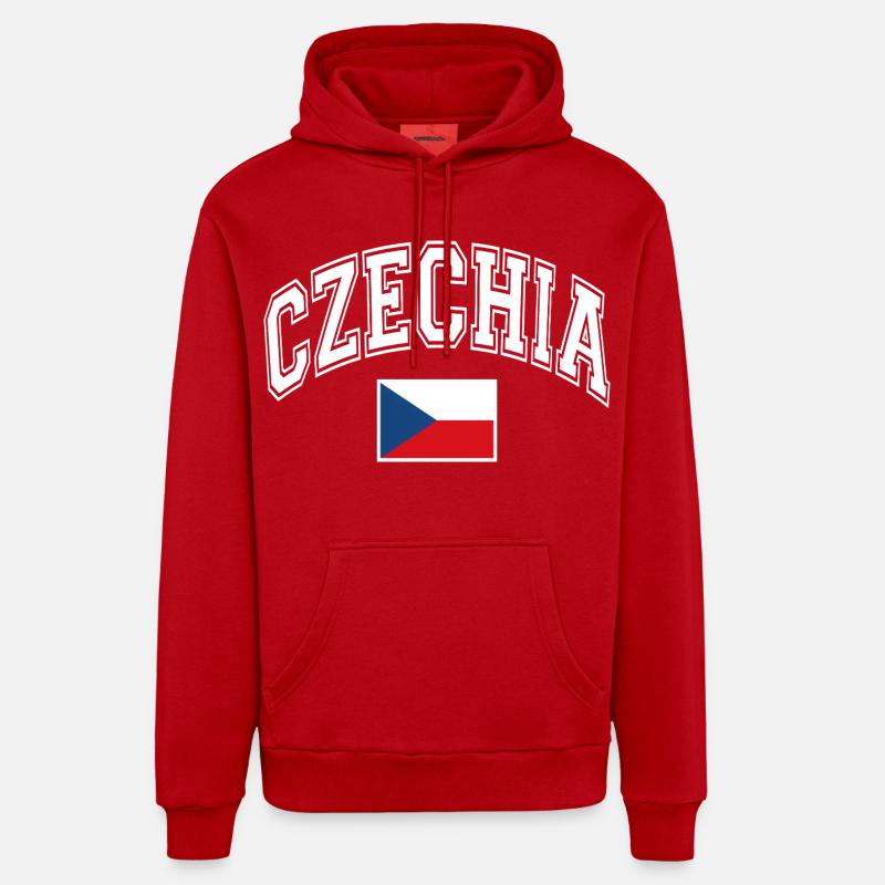Drapeau de la République tchèque - Sweat à capuche bio décontracté fabriqué en UE - rouge