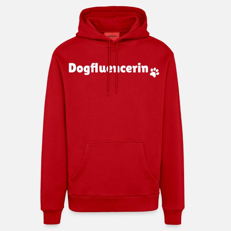 Conception de t-shirt avec l'imprimé Dogfluencerin - Sweat à capuche bio décontracté fabriqué en UE - rouge