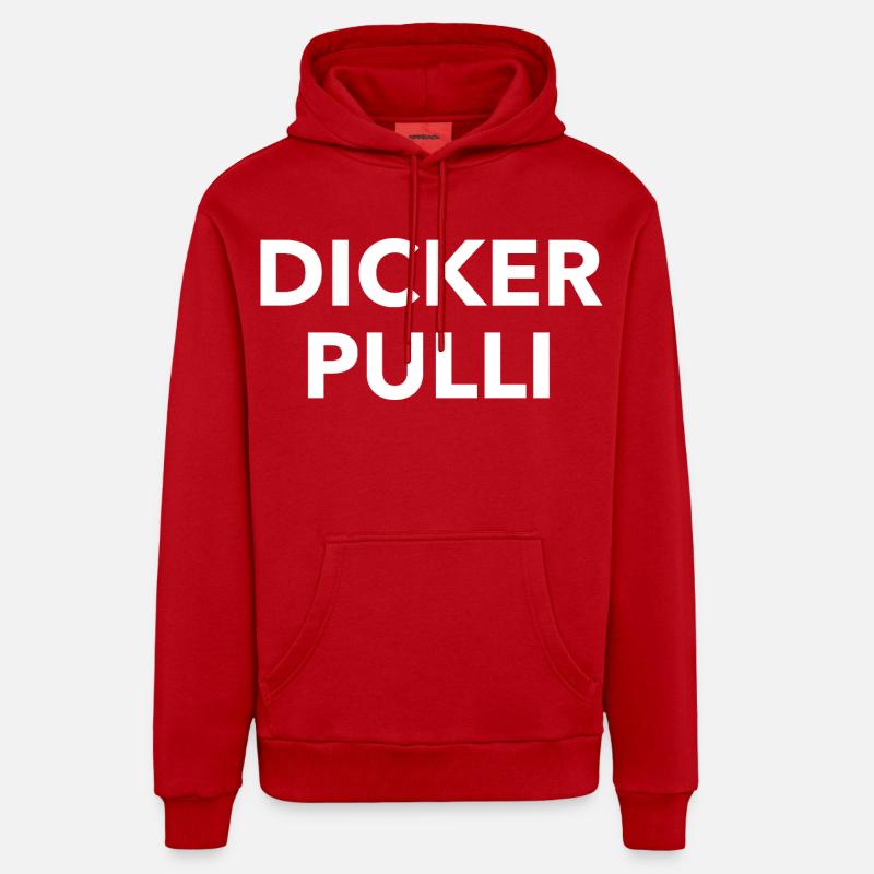 Dicker Pulli Kontrast Typo - Organic Relaxed Hoodie Made in EU - Rot