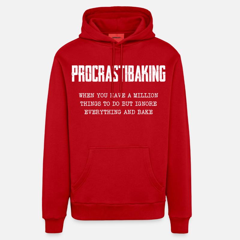 Motif de cuisson procrastiner - Sweat à capuche bio décontracté fabriqué en UE - rouge
