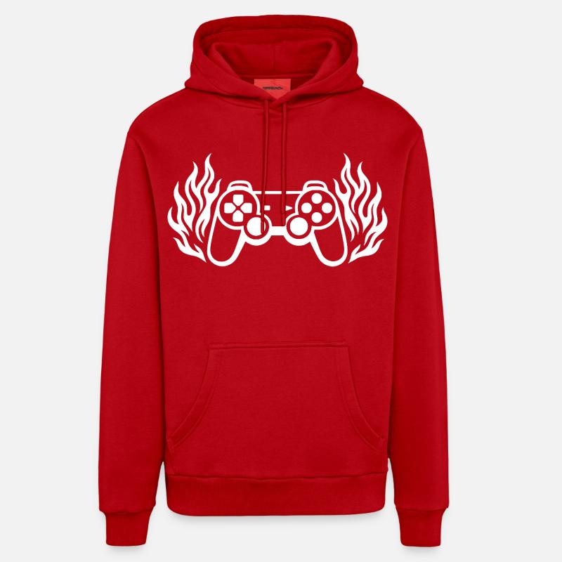 Flames controller, burning gamepad graphics - Organic Relaxed Hoodie Made in EU - red