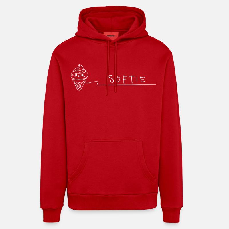 Softie. Softeis Liebe Minimal Oneline - Sweat à capuche bio décontracté fabriqué en UE - rouge