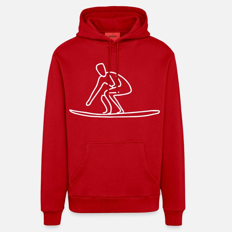 Dessin pour amateurs de surf - Sweat à capuche bio décontracté fabriqué en UE - rouge