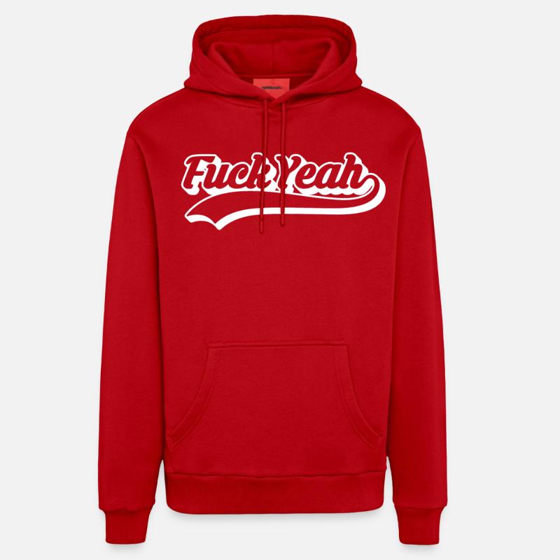 Retro Style 'Fuck Yeah' Script - Sweat à capuche bio décontracté fabriqué en UE - rouge