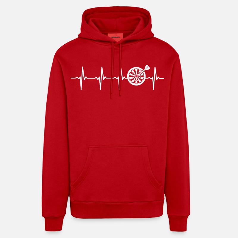 Joueur de fléchettes Heartbeat Darter - Sweat à capuche bio décontracté fabriqué en UE - rouge