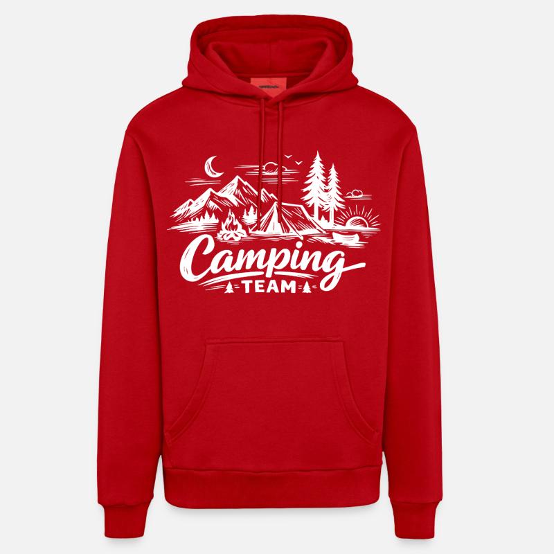 Tente d’équipe de camping - Sweat à capuche bio décontracté fabriqué en UE - rouge