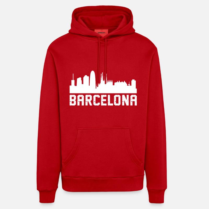 Horizon de Barcelone - Sweat à capuche bio décontracté fabriqué en UE - rouge
