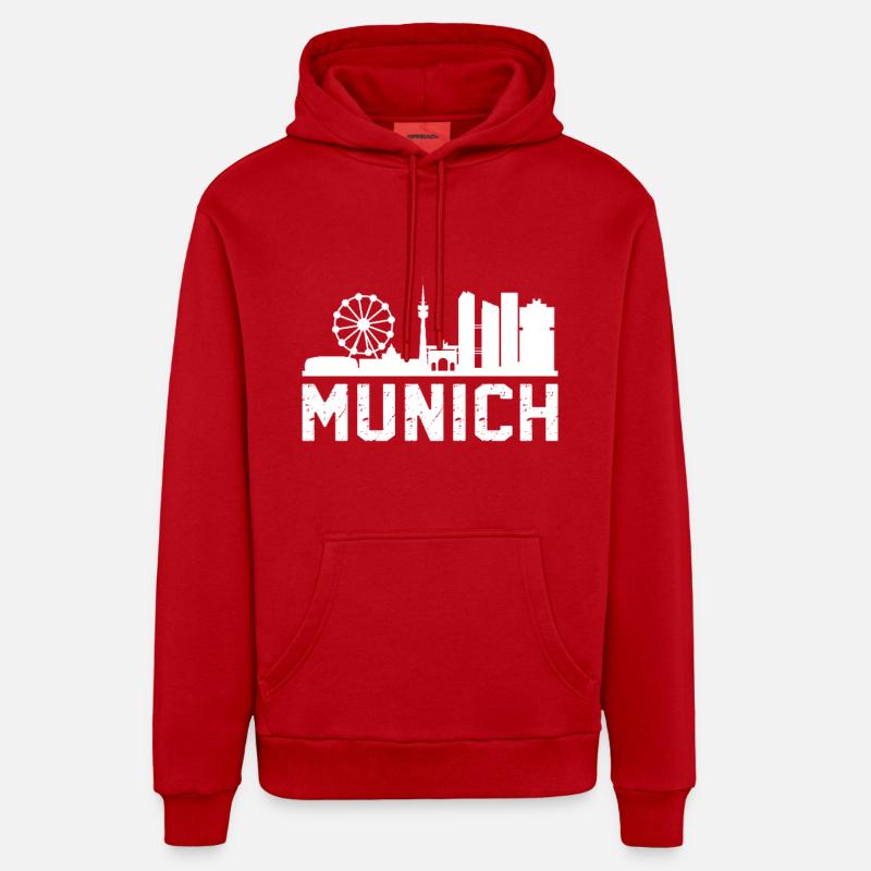 Horizon de Munich - Sweat à capuche bio décontracté fabriqué en UE - rouge