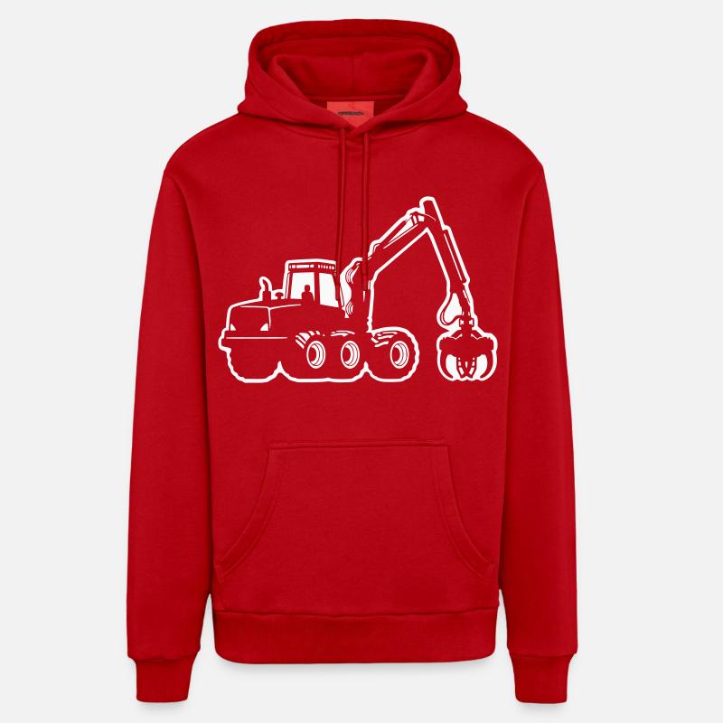 Silhouette de moissonneuse - Sweat à capuche bio décontracté fabriqué en UE - rouge