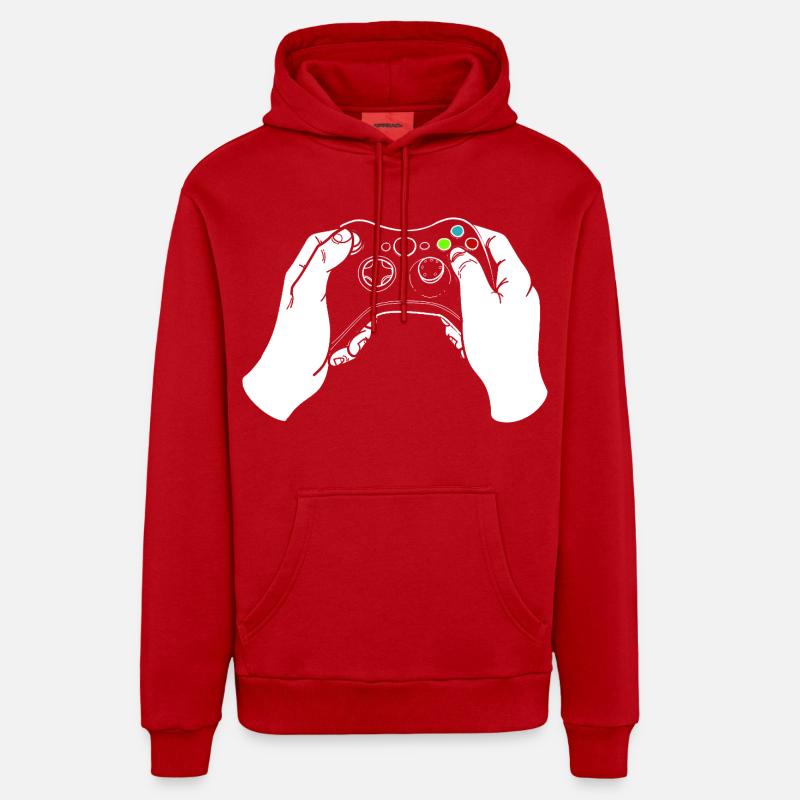 Manettes de jeu - Sweat à capuche bio décontracté fabriqué en UE - rouge