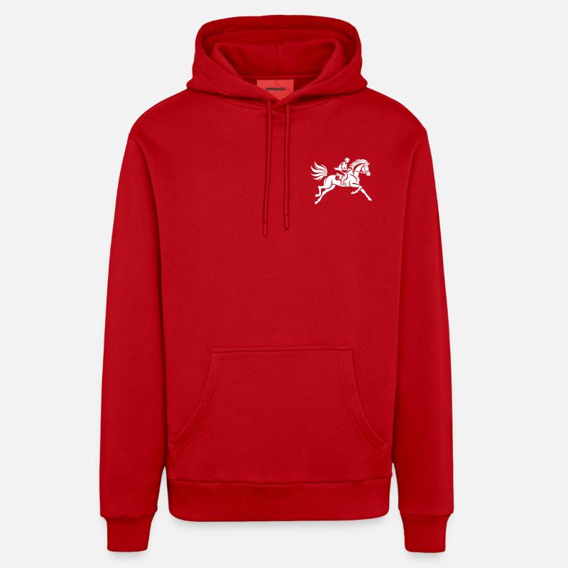 Cavalier et cheval - Sweat à capuche bio décontracté fabriqué en UE - rouge