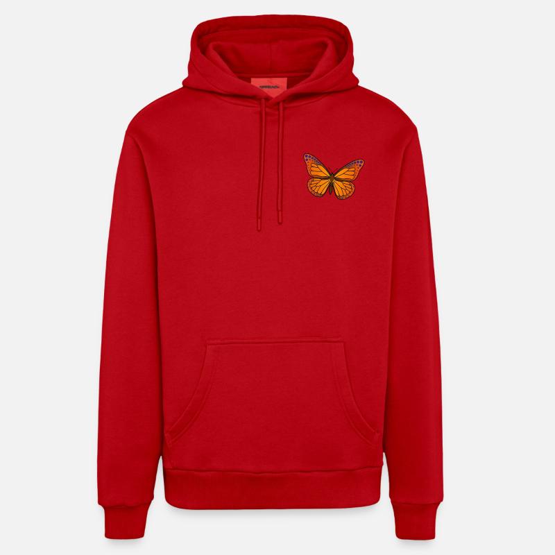 Illustration d’ailes de papillon vives - Sweat à capuche bio décontracté fabriqué en UE - rouge