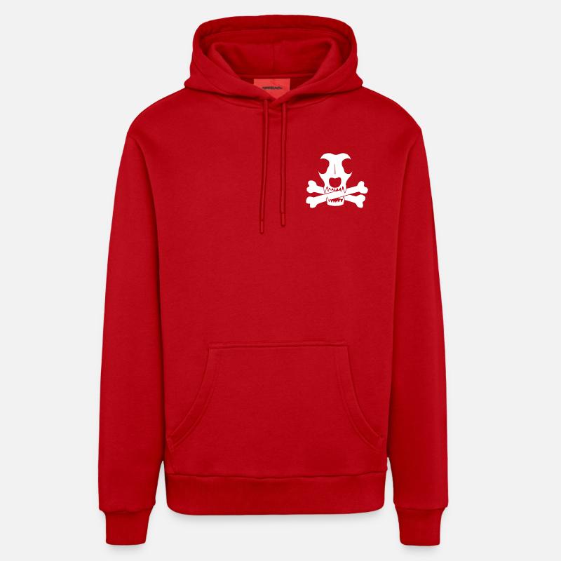 Logo du chien pirate - Sweat à capuche bio décontracté fabriqué en UE - rouge