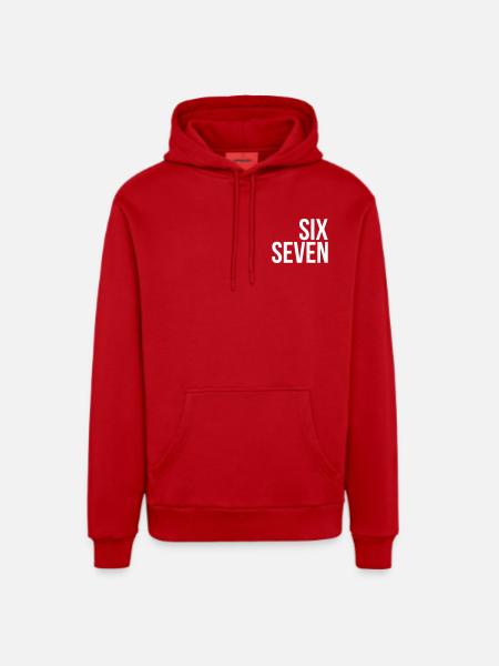 67 "six seven" text - Organic Relaxed Hoodie Made in EU - Rot