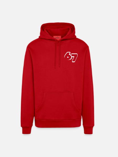 67 "six seven" drawn - Organic Relaxed Hoodie Made in EU - Rot