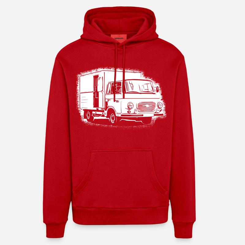 Barka's panel van GDR - Organic Relaxed Hoodie Made in EU - red