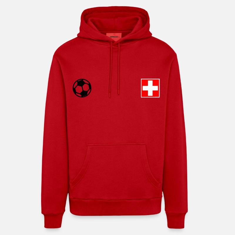 Suisse - Sweat à capuche bio décontracté fabriqué en UE - rouge