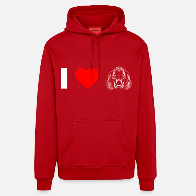 Amour teckel - Sweat à capuche bio décontracté fabriqué en UE - rouge