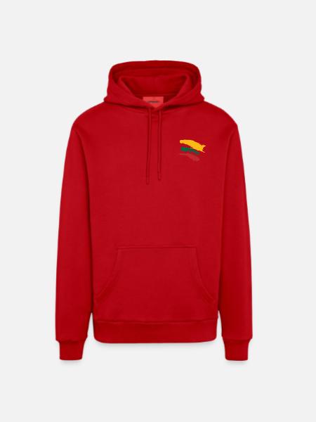 Lithuania Flag - Brush Stripes - Organic Relaxed Hoodie Made in EU - red