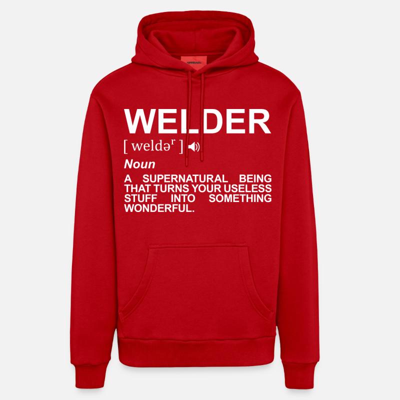 Définition du soudeur - Sweat à capuche bio décontracté fabriqué en UE - rouge