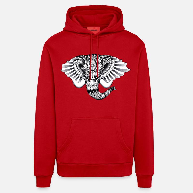 Ornement Elephant Dessin - Sweat à capuche bio décontracté fabriqué en UE - rouge