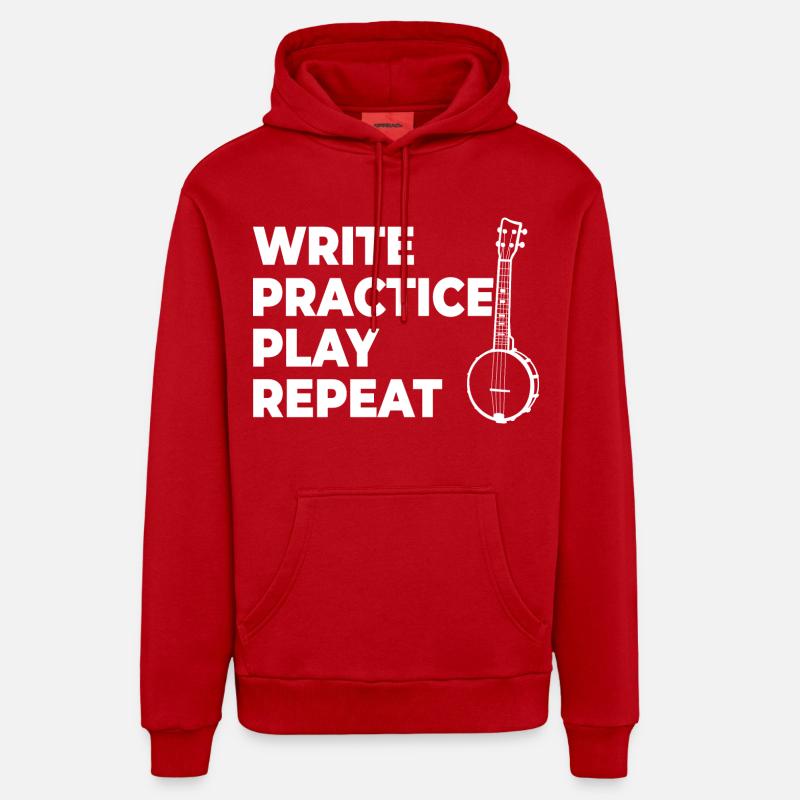 Writing, practicing, playing, repeating - Organic Relaxed Hoodie Made in EU - red