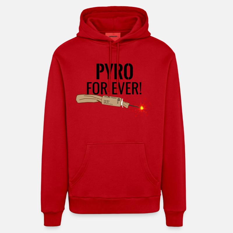 Pyro For Ever Noir - Sweat à capuche bio décontracté fabriqué en UE - rouge