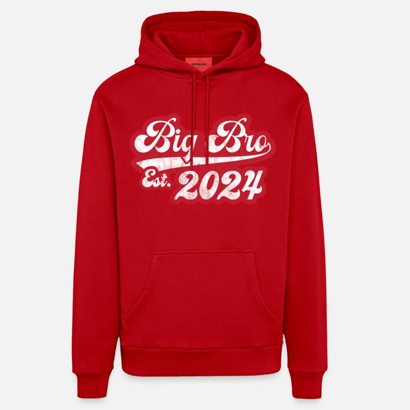 Big Bro Est 2024 - Sweat à capuche bio décontracté fabriqué en UE - rouge
