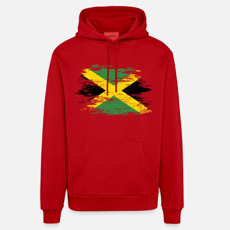 Drapeau de la Jamaïque utilisé - Sweat à capuche bio décontracté fabriqué en UE - rouge