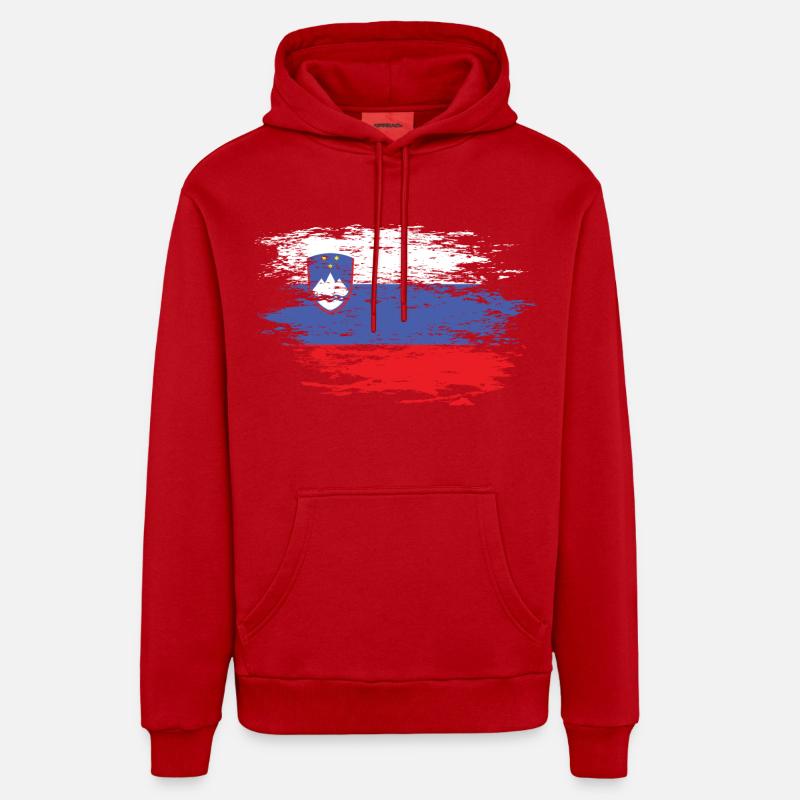 Drapeau de la Slovénie utilisé - Sweat à capuche bio décontracté fabriqué en UE - rouge