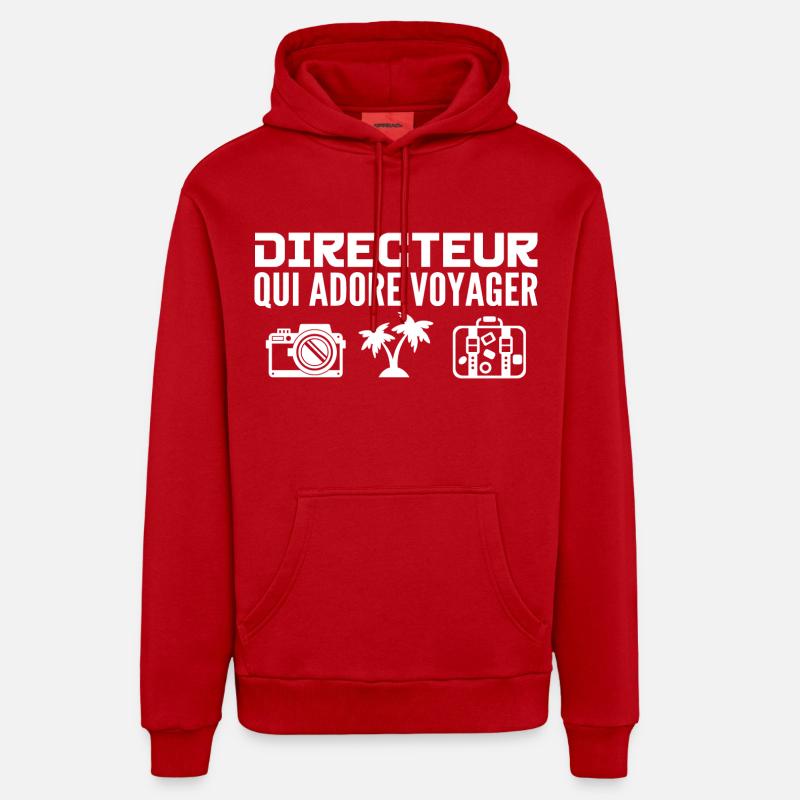Voyageurs & Directeurs : Passion & Découverte - Sweat à capuche bio décontracté fabriqué en UE - rouge