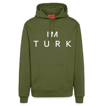 Im turk - Turkey - Organic Relaxed Hoodie Made in EU - MOSS GREEN - Front