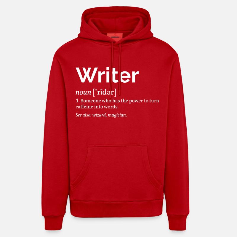 Définition de l'écrivain I - Sweat à capuche bio décontracté fabriqué en UE - rouge