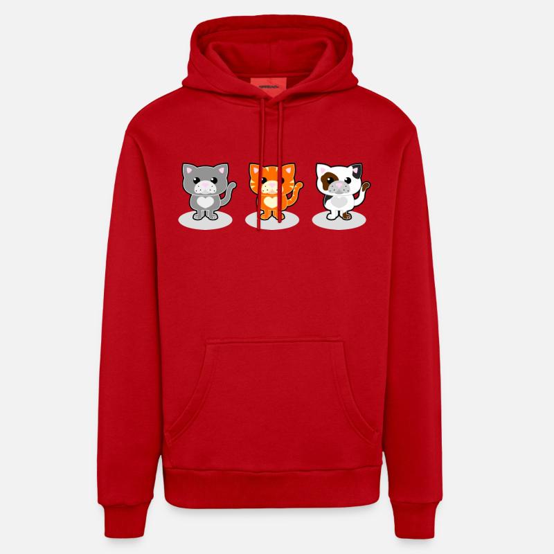 chats mignons - Sweat à capuche bio décontracté fabriqué en UE - rouge