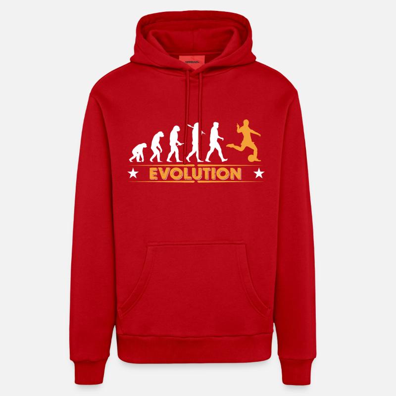 Fussball Evolution - orange/weiss - Organic Relaxed Hoodie Made in EU - Rot