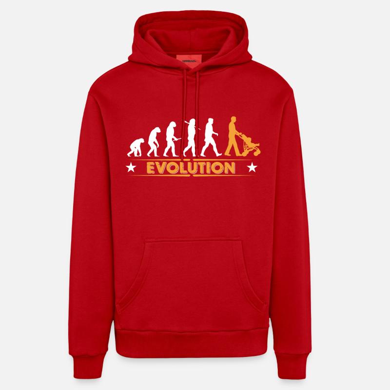 Walking Dad - Evolution - Sweat à capuche bio décontracté fabriqué en UE - rouge