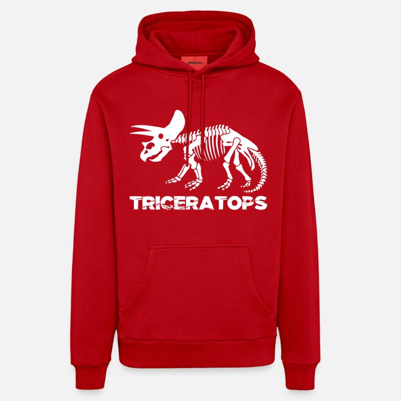 Squelette de tricératops blanc - Sweat à capuche bio décontracté fabriqué en UE - rouge