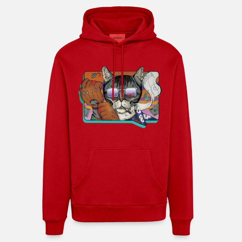Cat crime dans Shades - Sweat à capuche bio décontracté fabriqué en UE - rouge